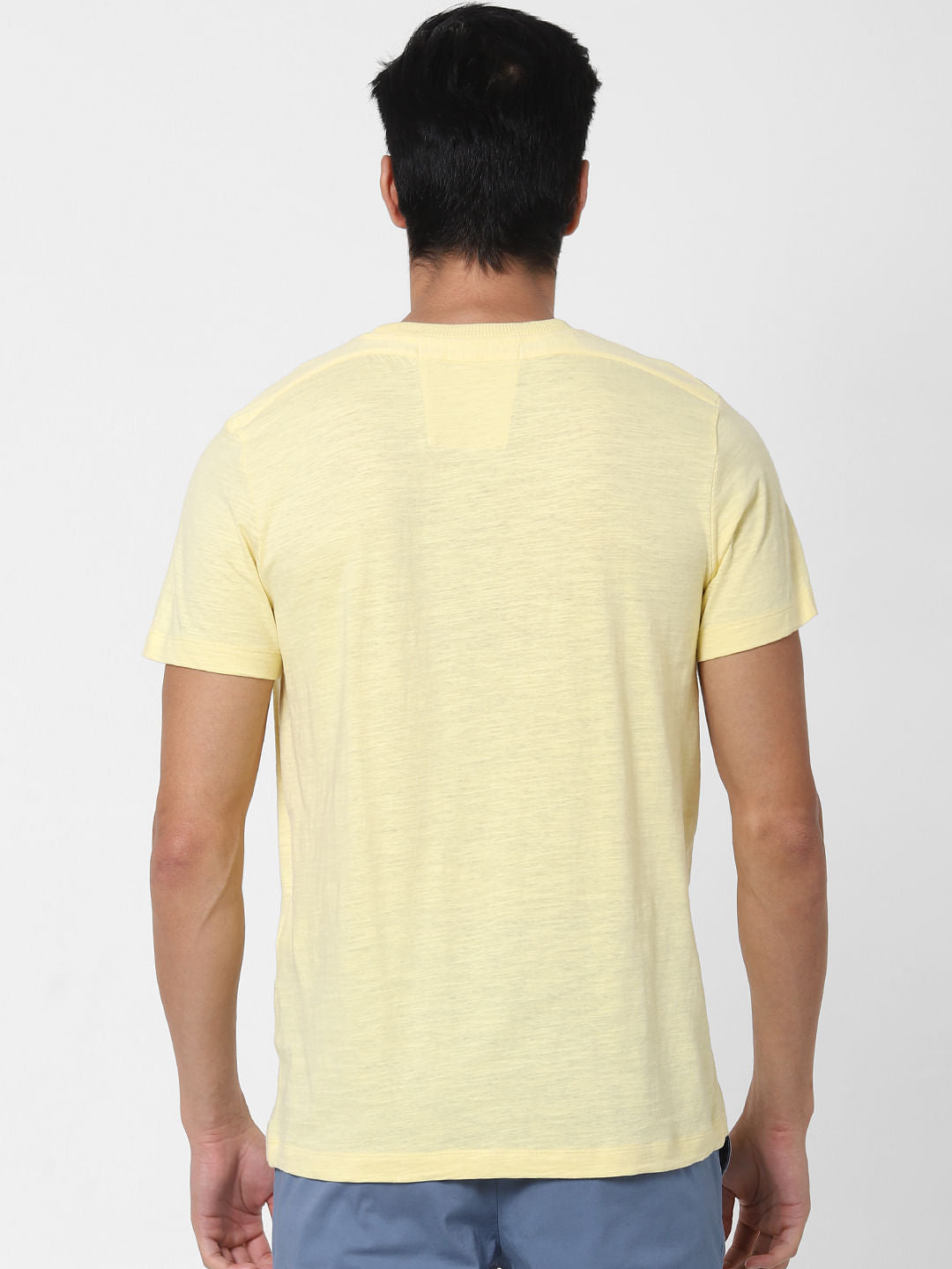 Yellow Chest Pocket Crew Neck T-Shirt