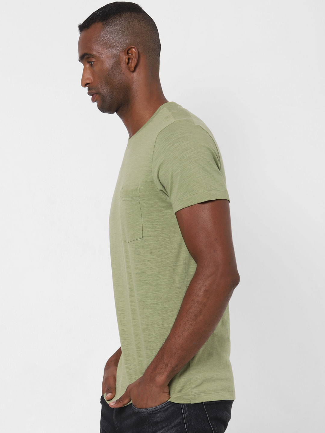 Green Chest Pocket Crew Neck T-Shirt