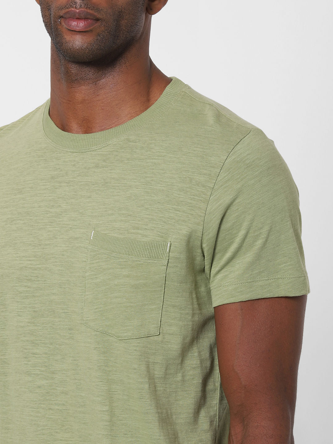 Green Chest Pocket Crew Neck T-Shirt