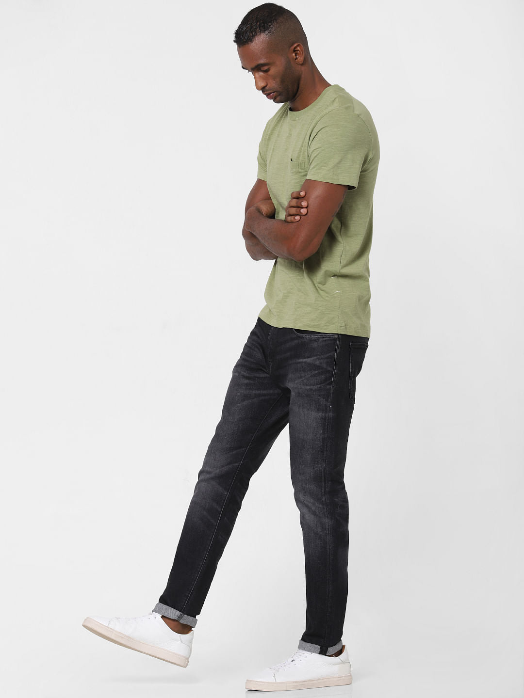 Green Chest Pocket Crew Neck T-Shirt