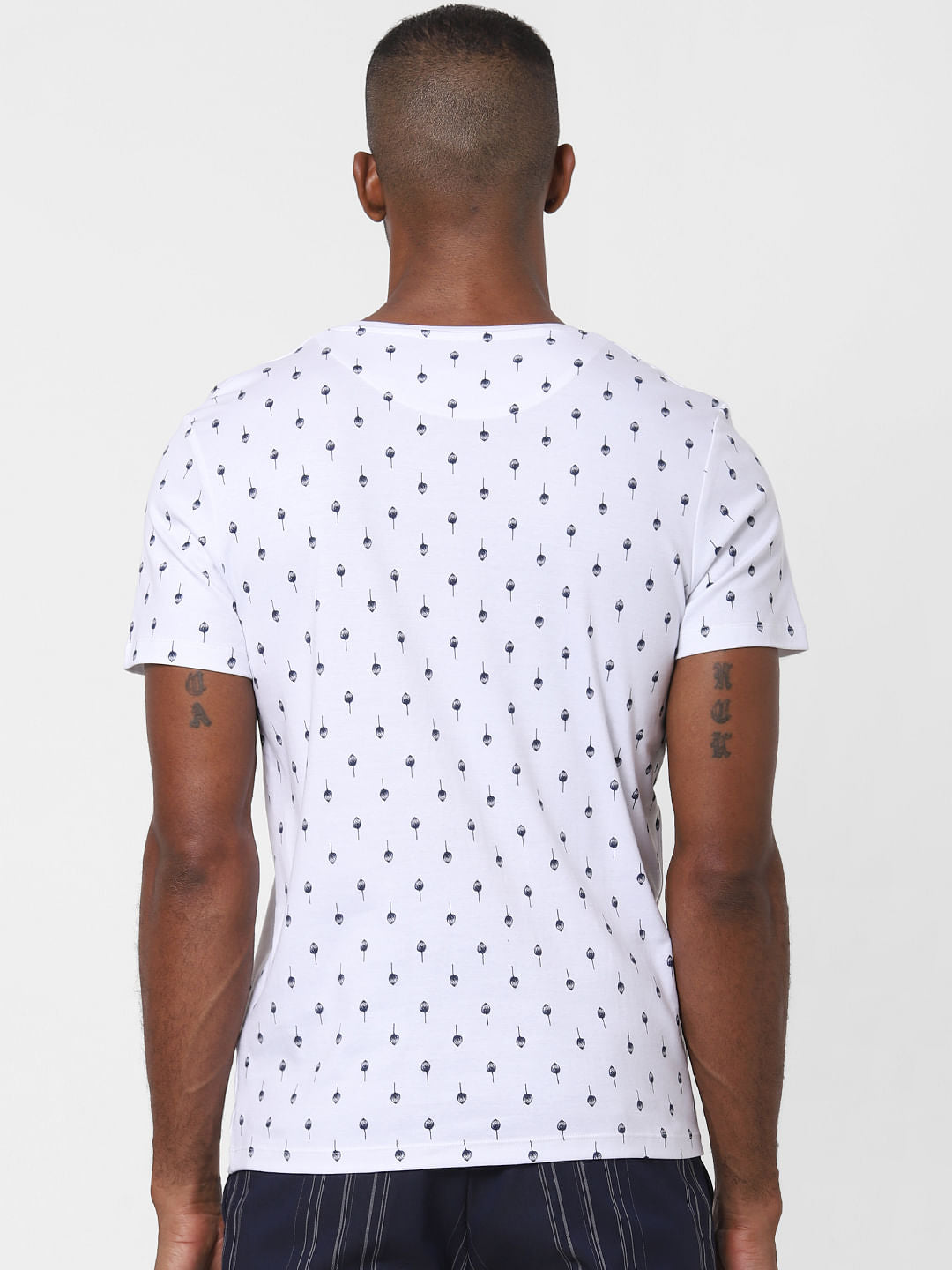 White All Over Print Crew Neck T-Shirt
