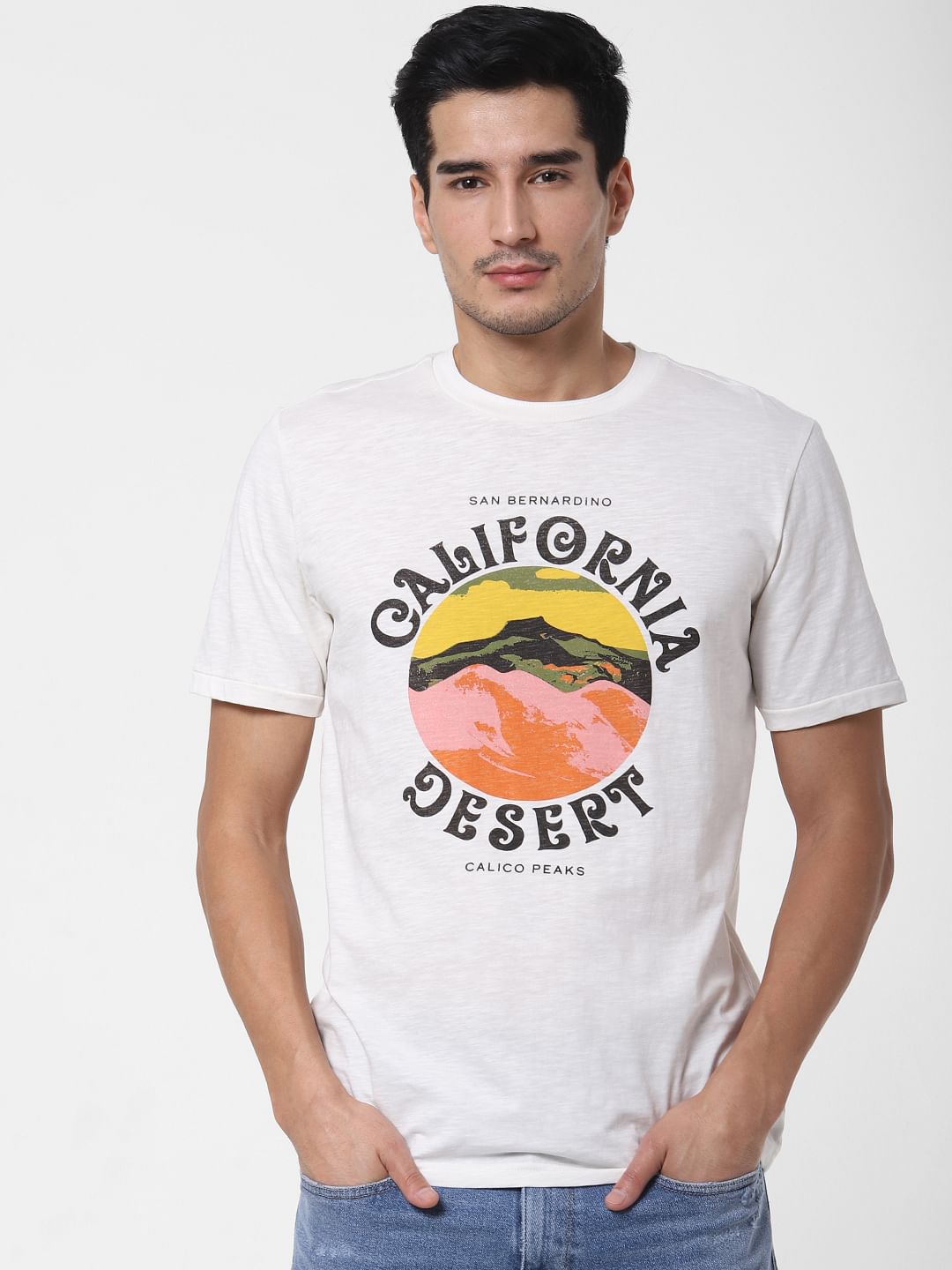 White Graphic Print Crew Neck T-Shirt