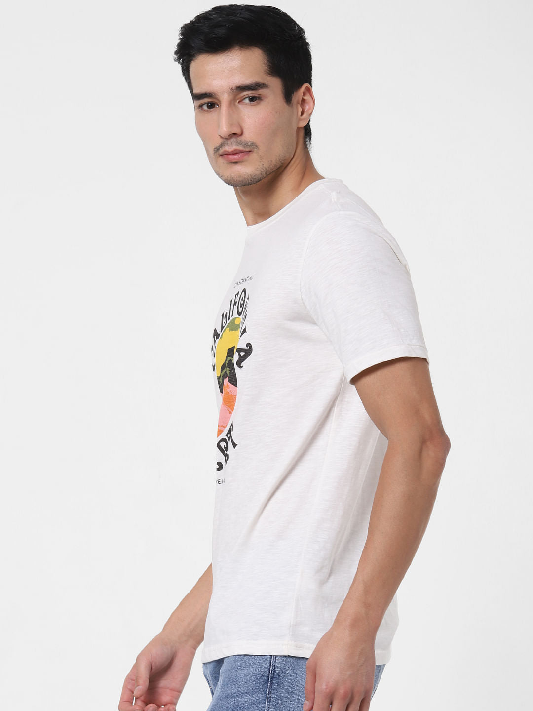White Graphic Print Crew Neck T-Shirt