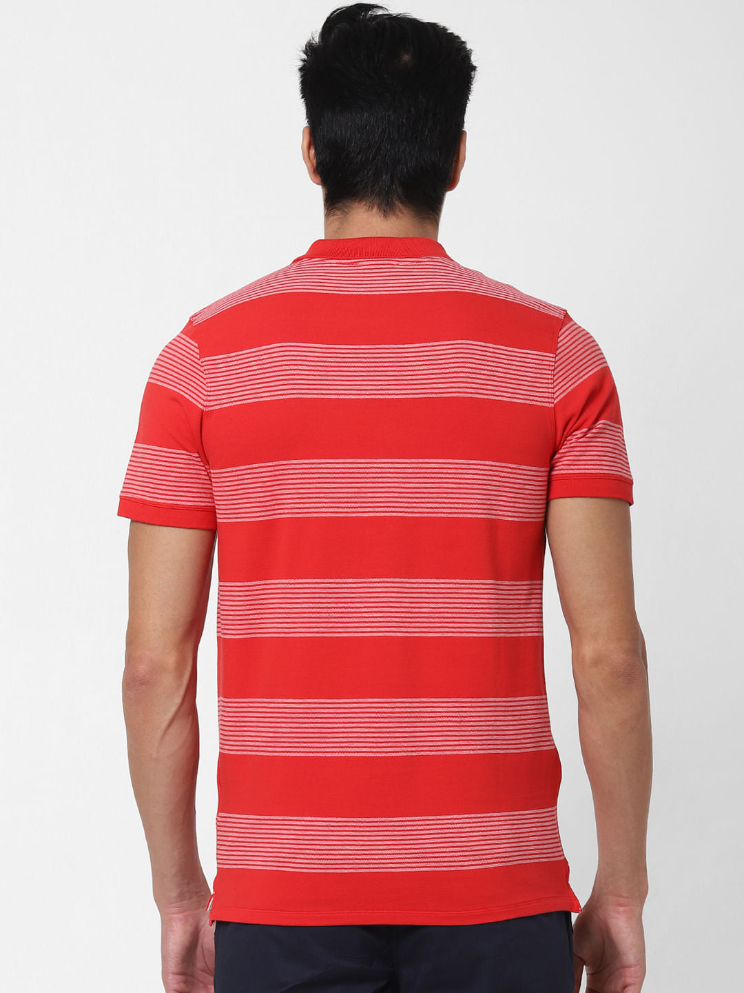 Red Striped Polo Neck T-Shirt