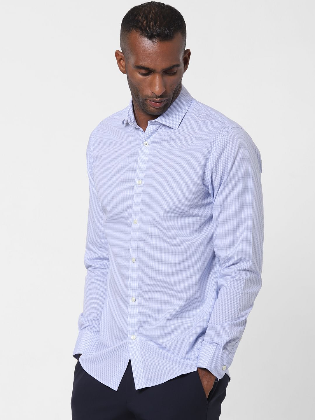 Blue Check Formal Full Sleeves Shirt