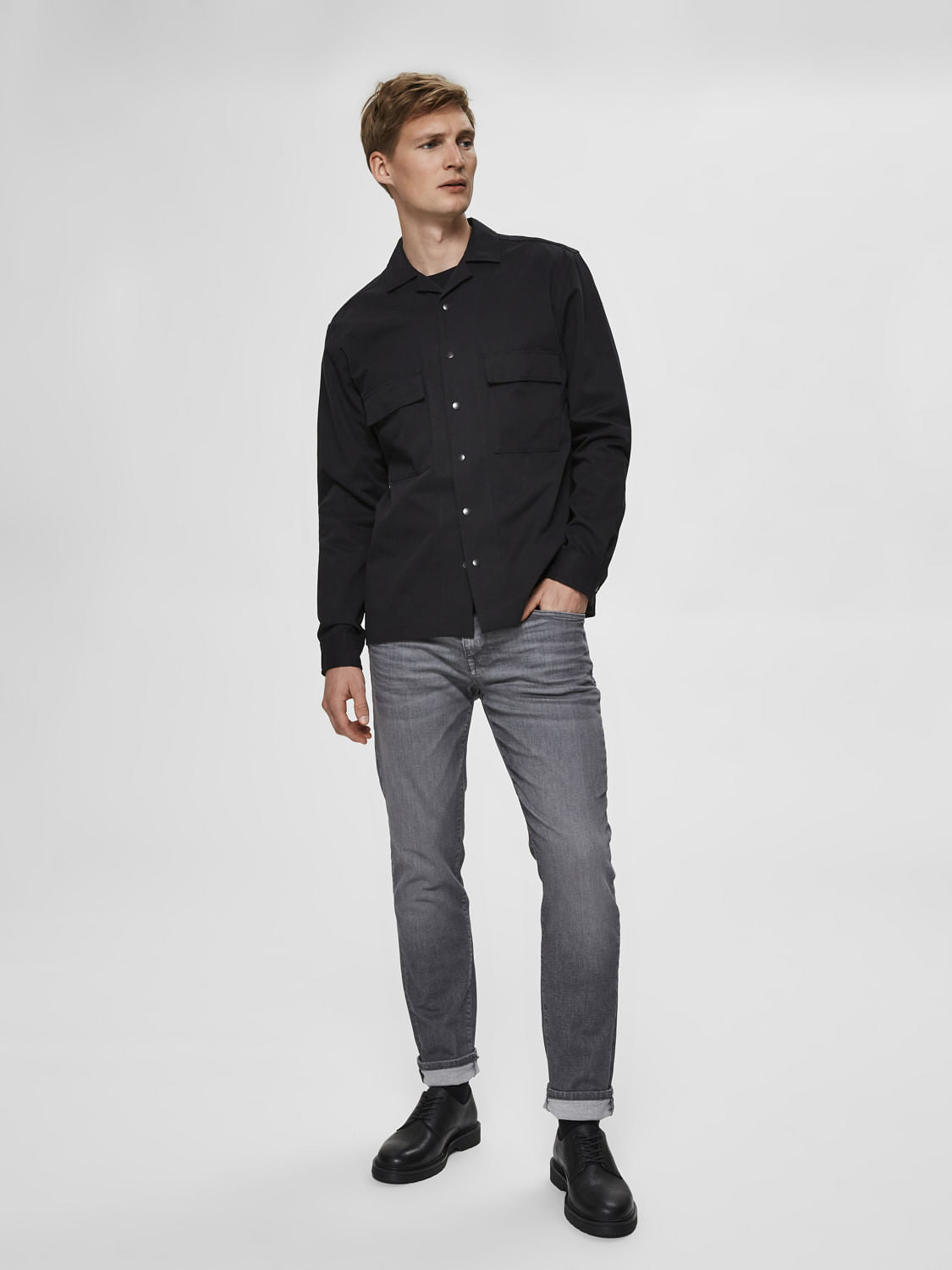 Grey Mid Rise Organic Cotton Slim Fit Jeans