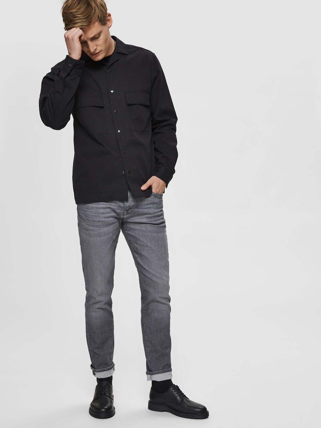 Grey Mid Rise Organic Cotton Slim Fit Jeans