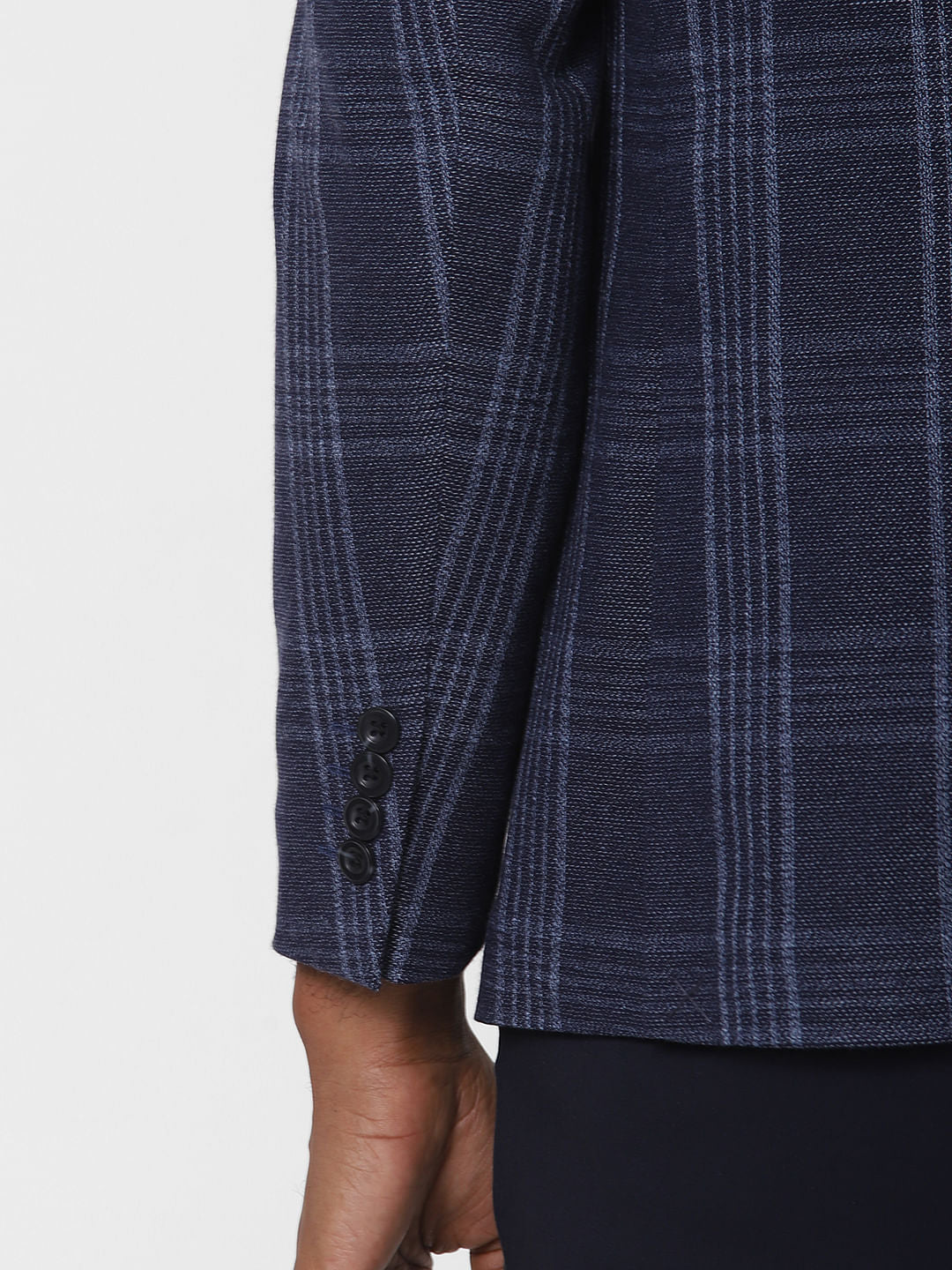 Navy Blue Check Formal Blazer