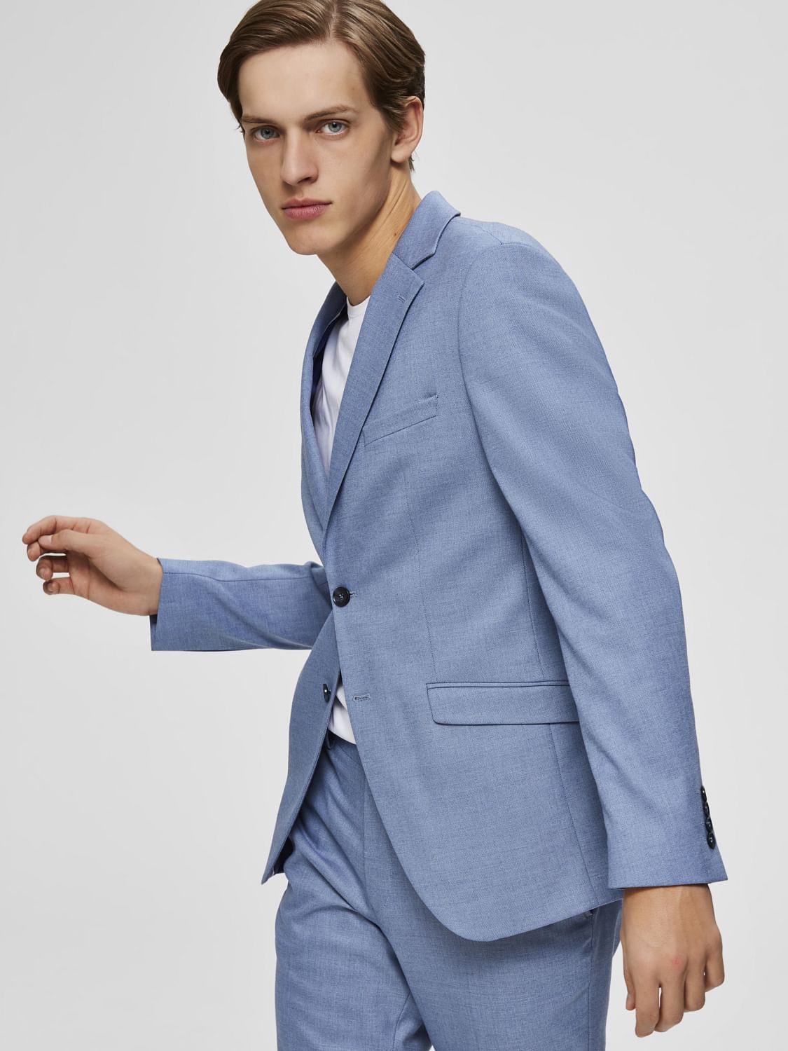 Light Blue Double Button Formal Blazer