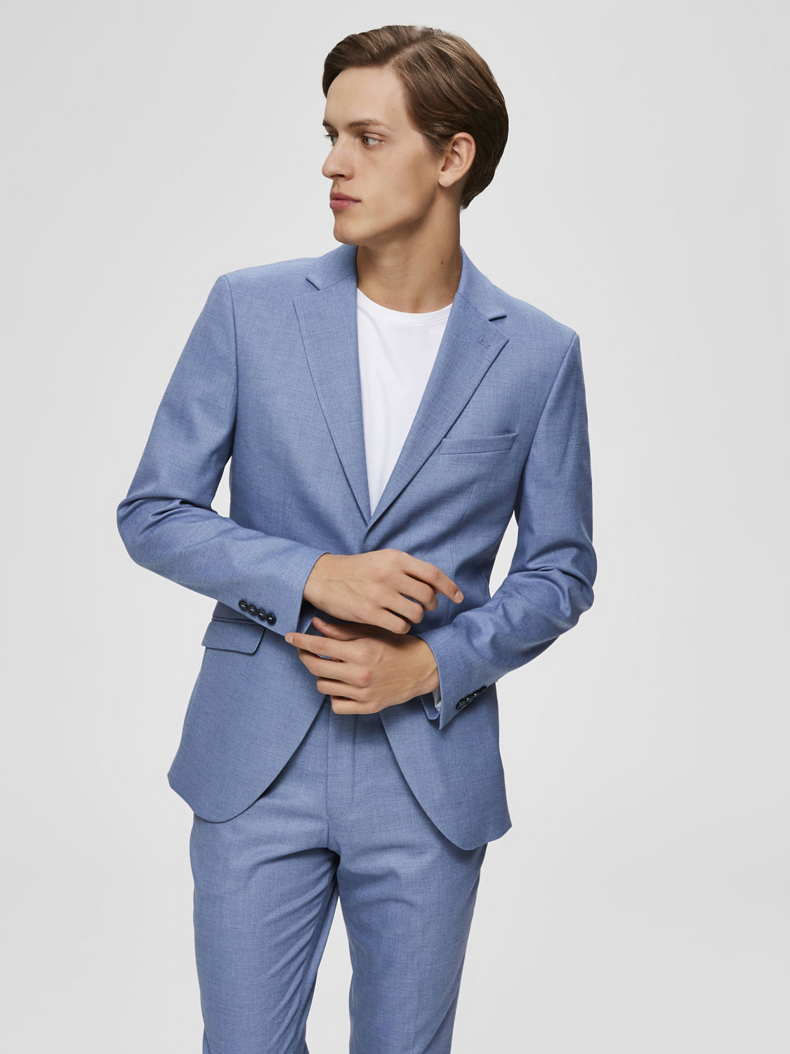 Light Blue Double Button Formal Blazer