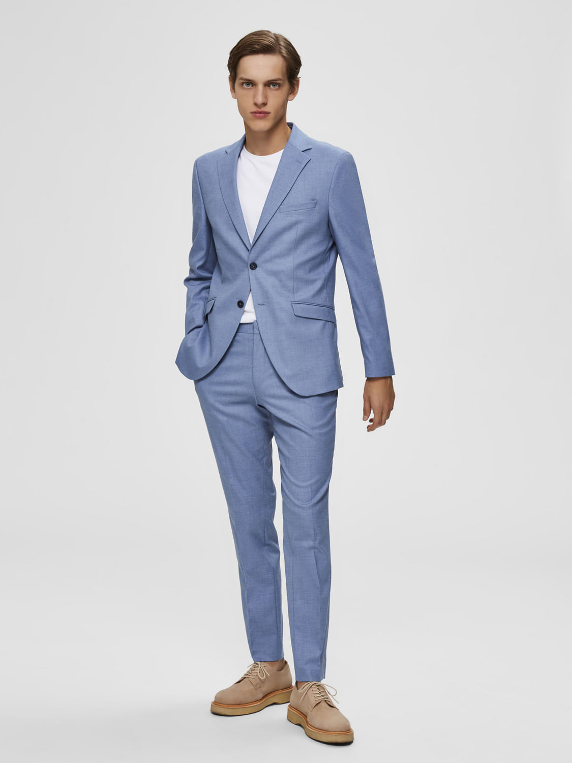 Light Blue Double Button Formal Blazer