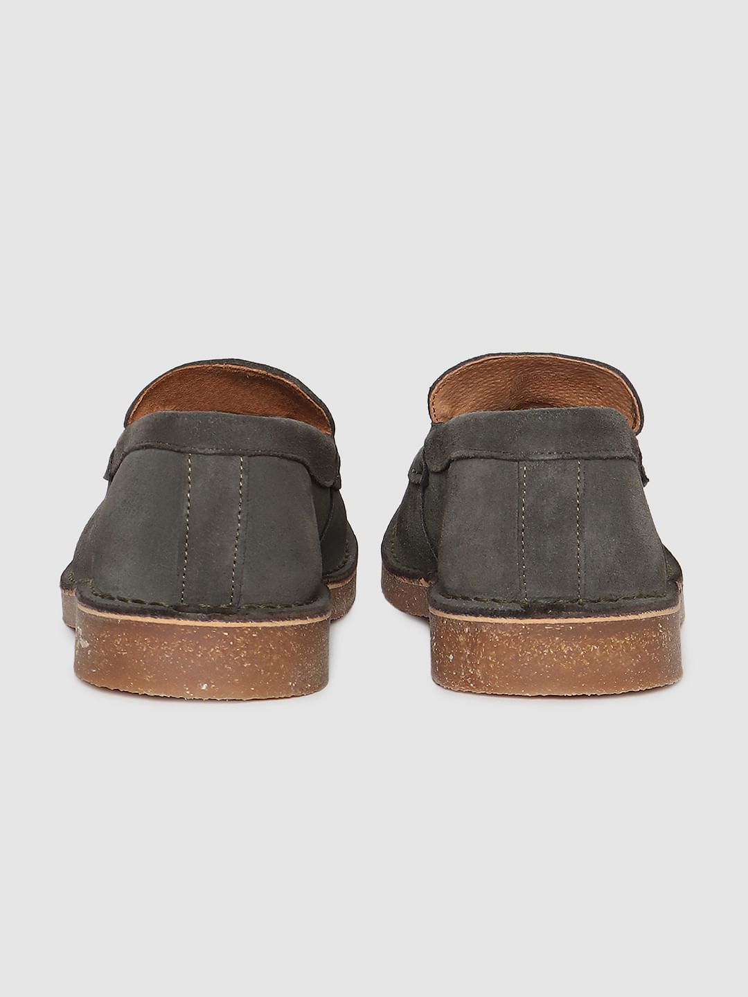 Olive Green Suede Loafers