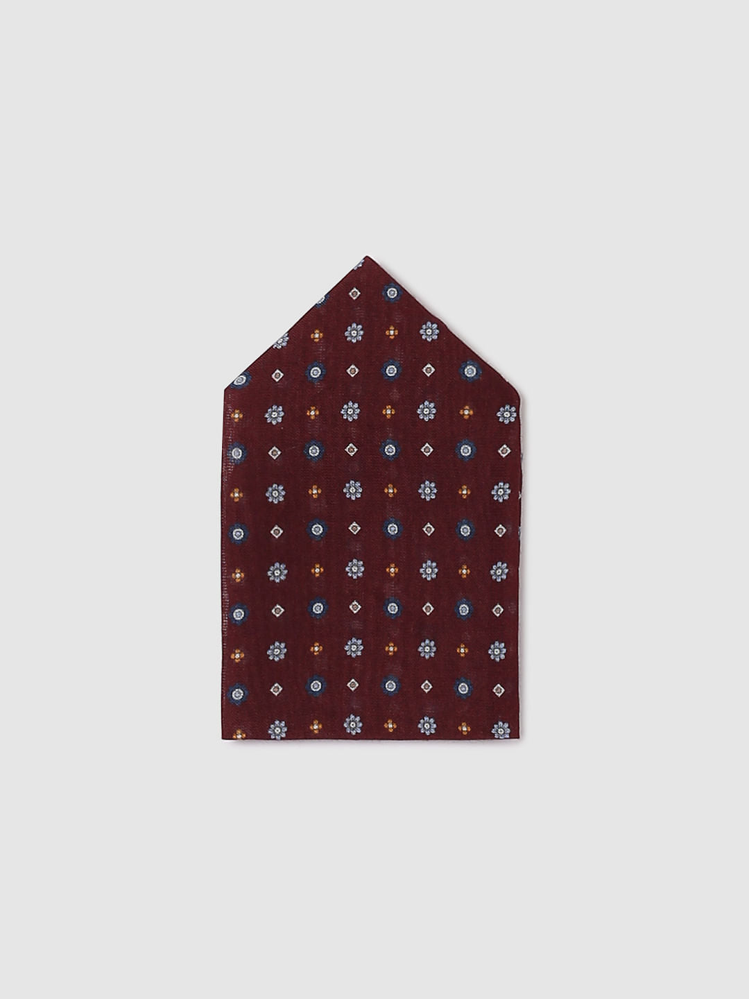 Burgundy Printed Linen Pocket Square