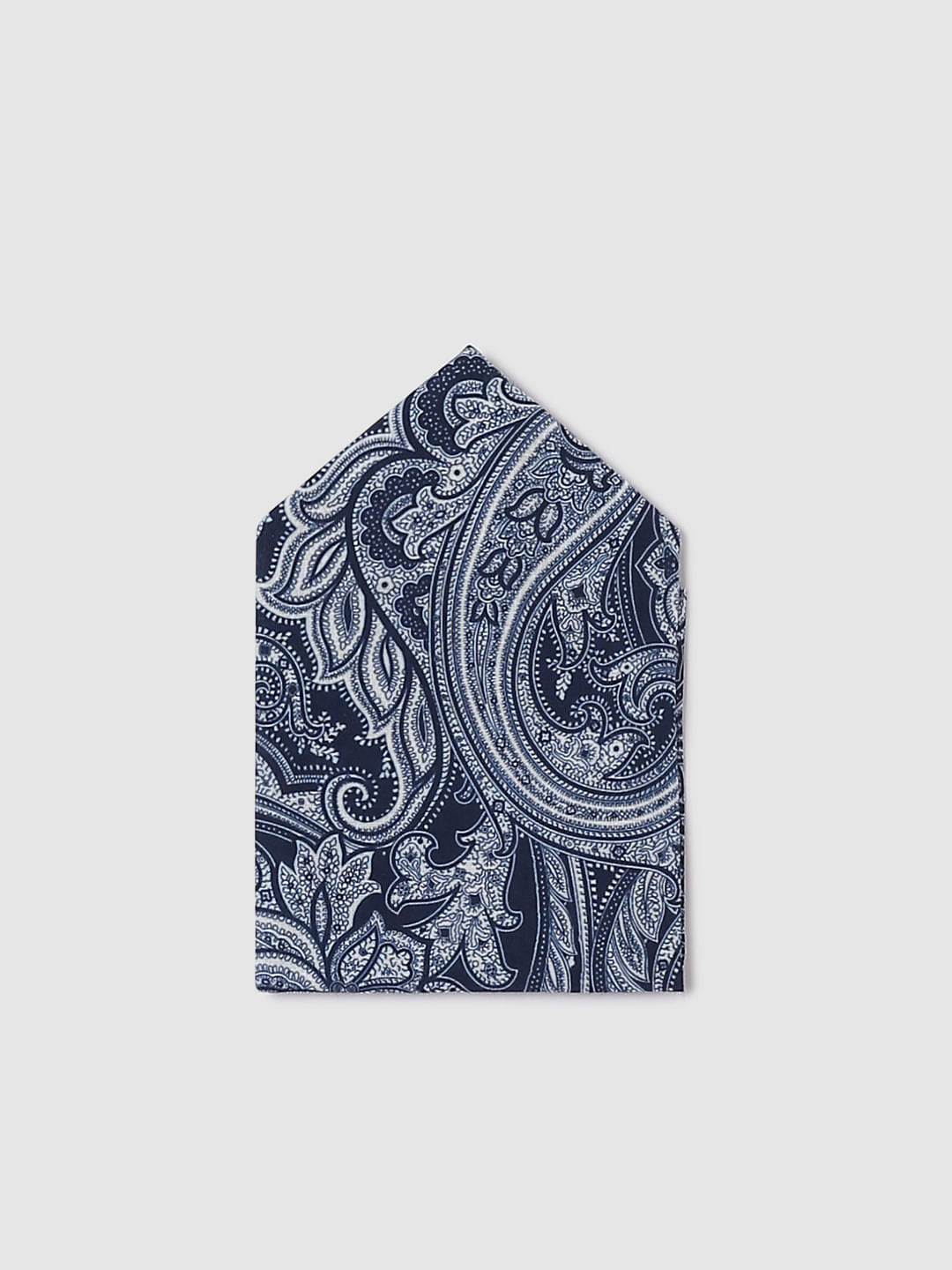 Blue Paisley Print Linen Pocket Square