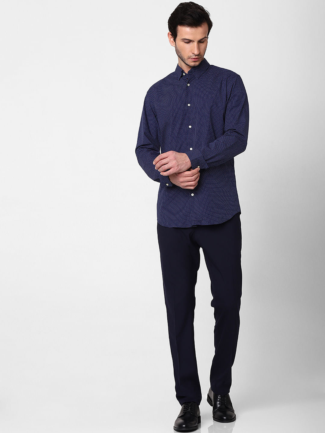 Dark Blue All Over Print Full Sleeves Shirt