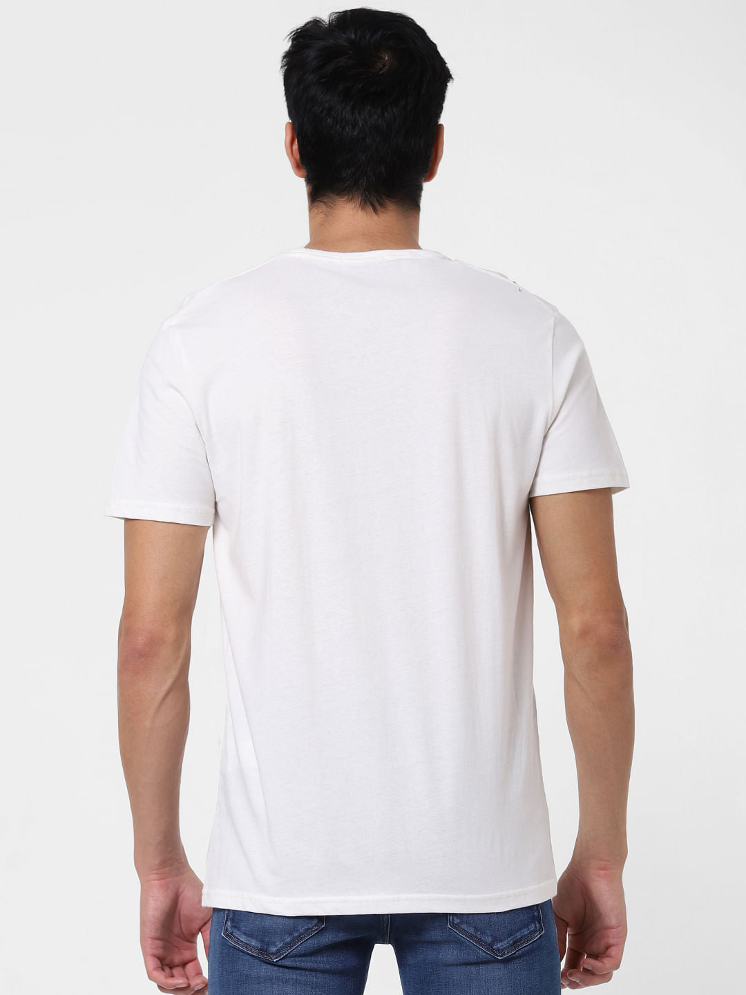 White Text Print Crew Neck T-Shirt