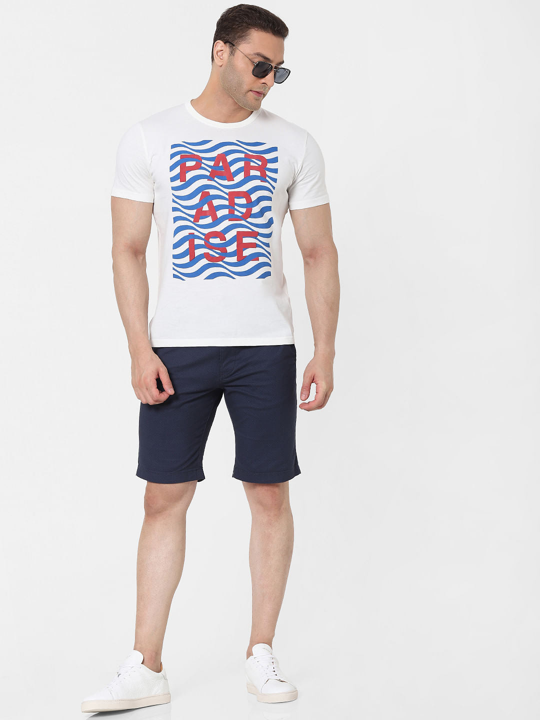 White Graphic Print Organic Cotton Crew Neck T-Shirt