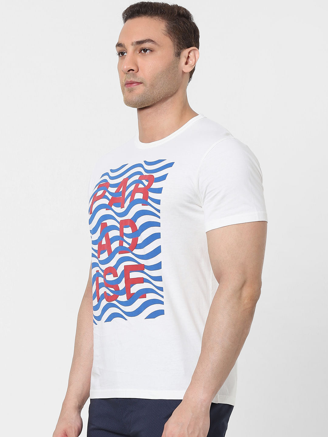 White Graphic Print Organic Cotton Crew Neck T-Shirt