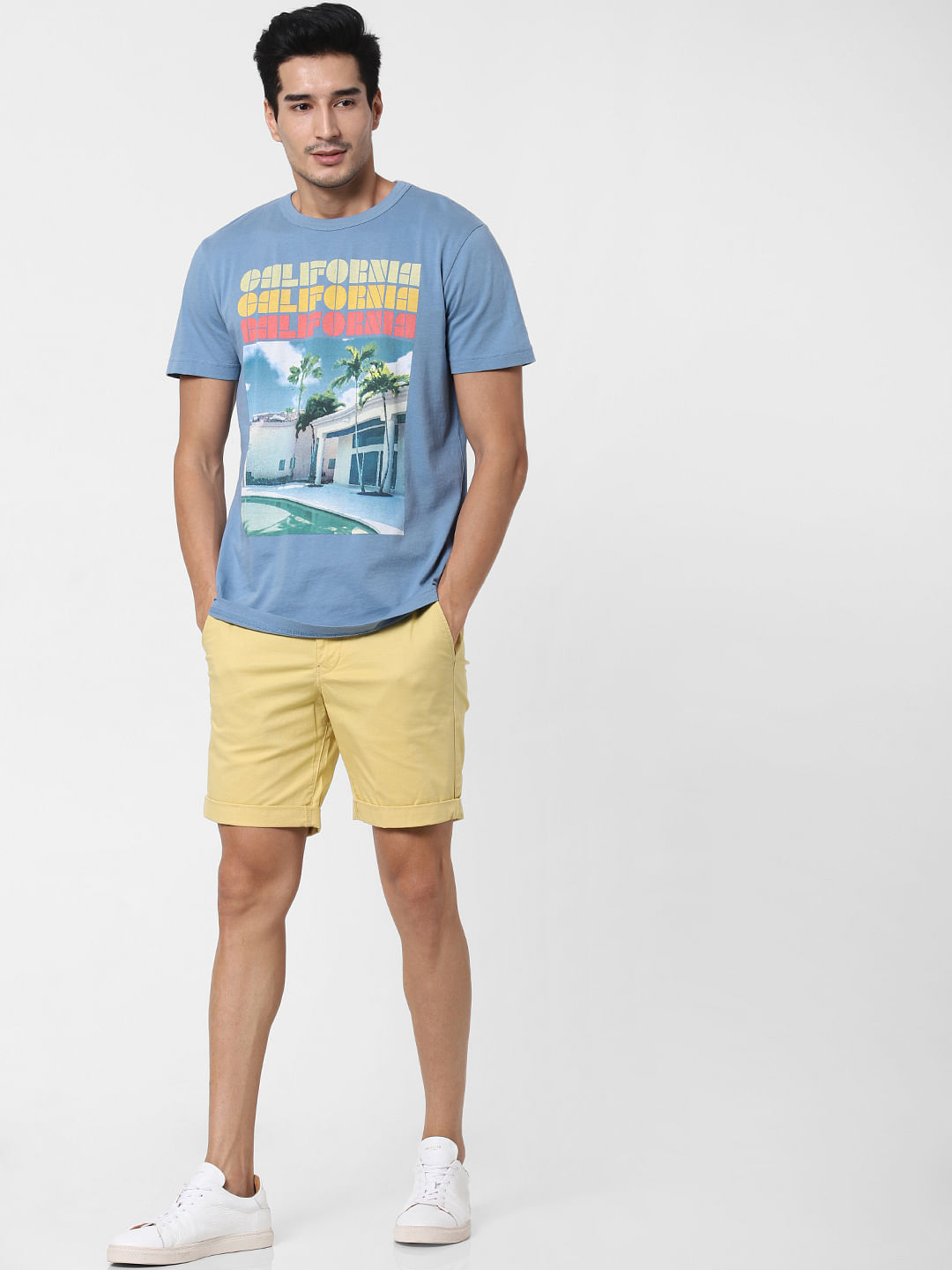 Blue Graphic Print Crew Neck T-Shirt