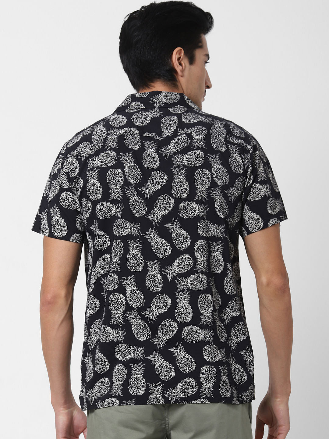Black All Over Print Short Sleeves Shirt