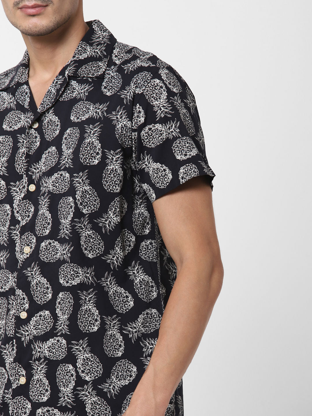 Black All Over Print Short Sleeves Shirt