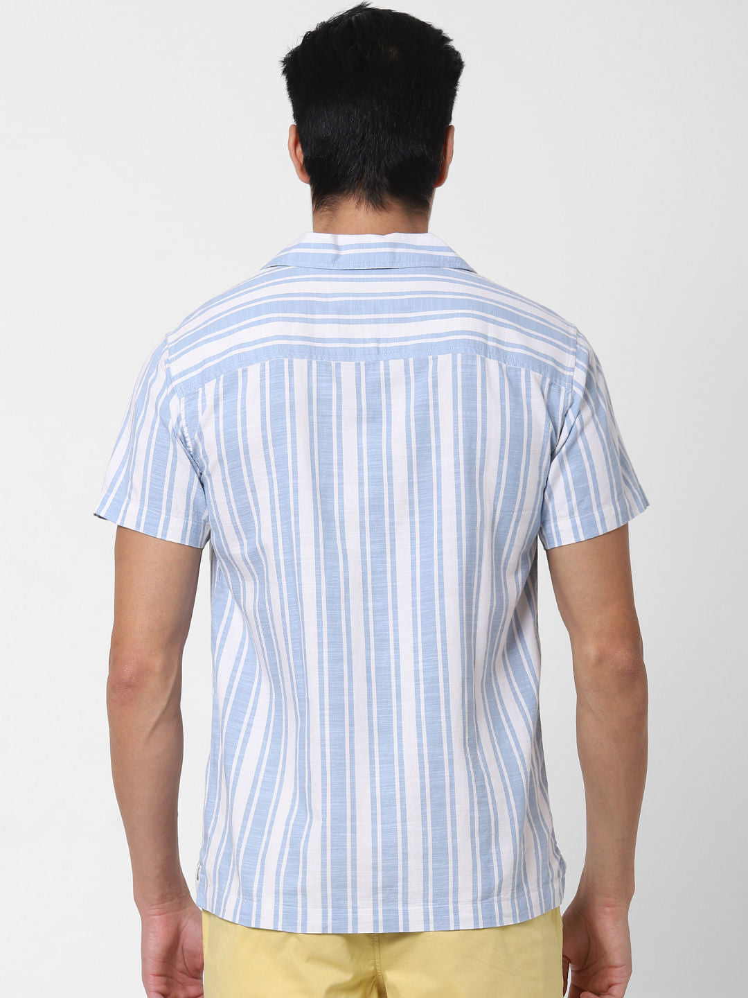 Light Blue Striped Short Sleeves Shirt