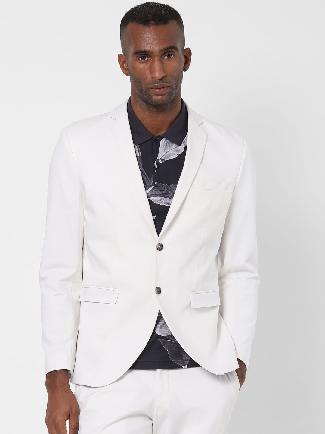 White Double Button Formal Blazer