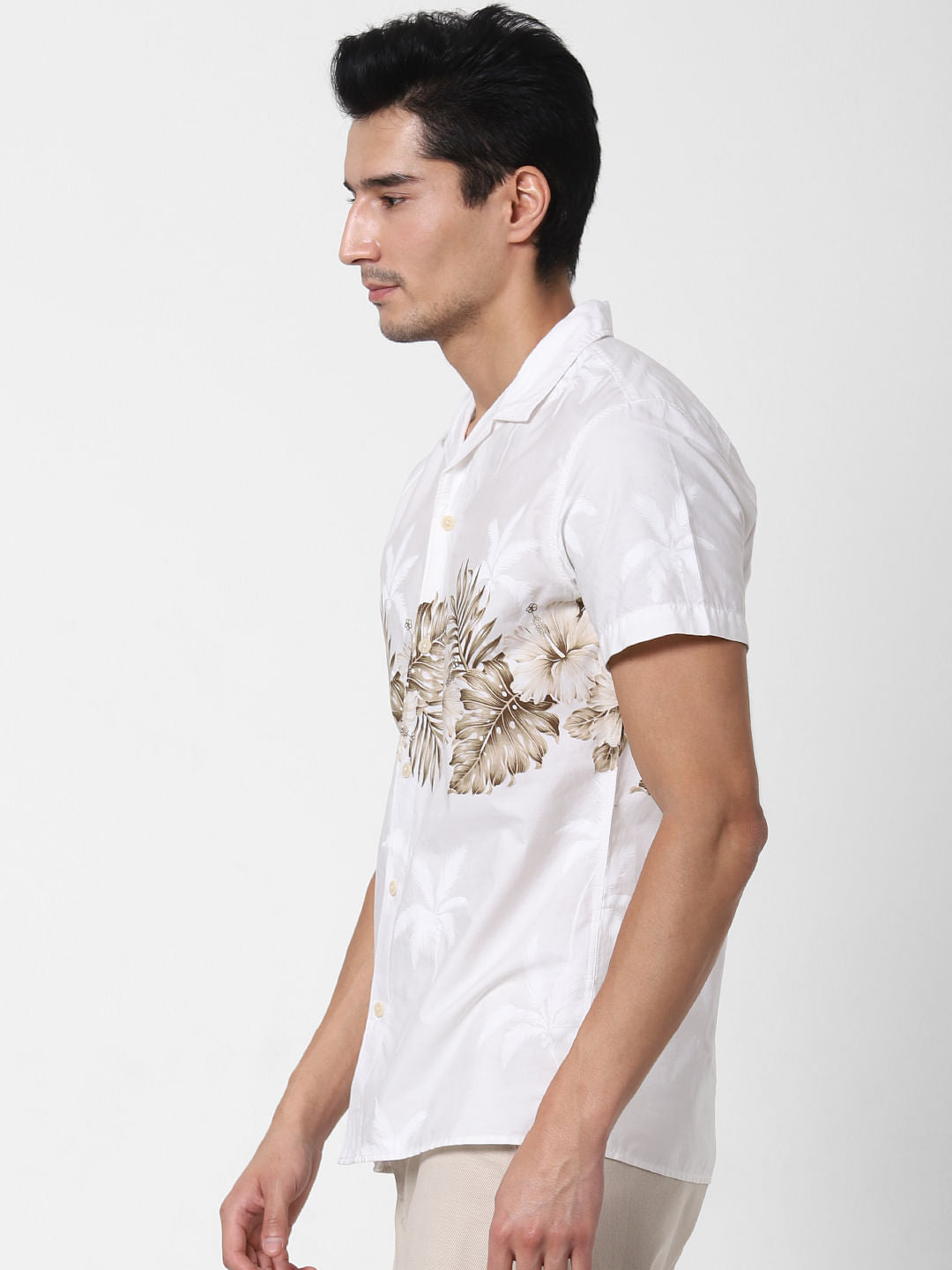 White Palm Tree Print Shirt