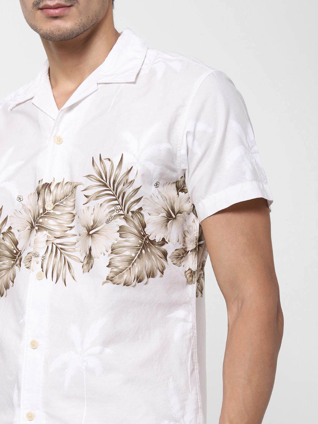 White Palm Tree Print Shirt