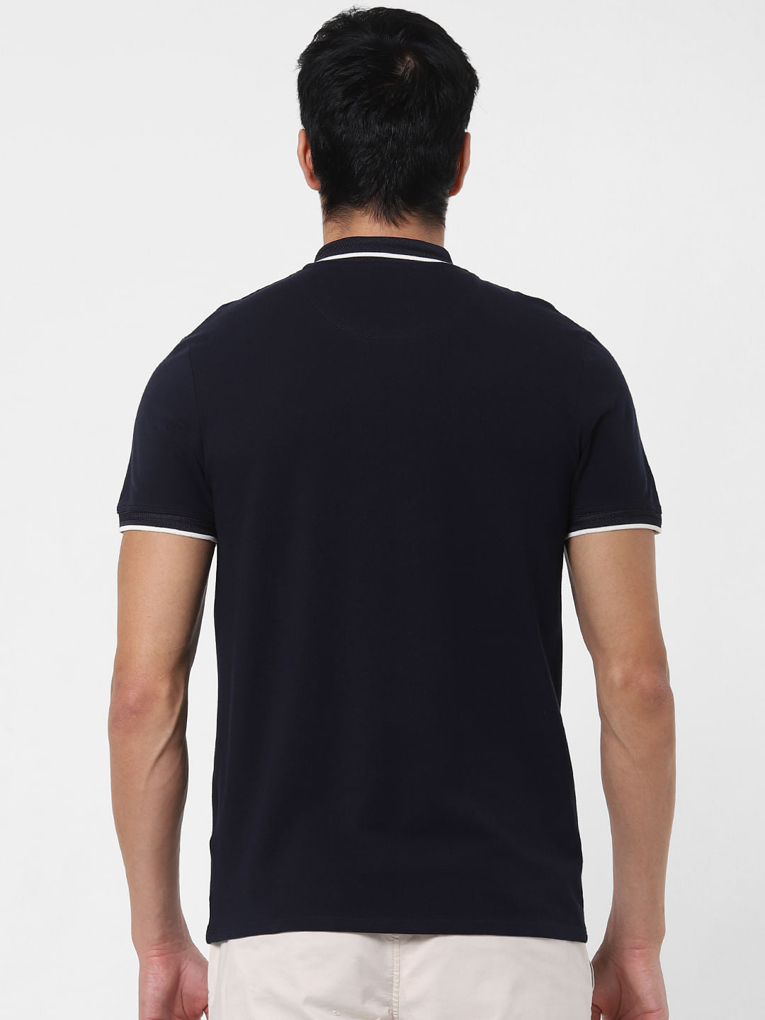 Dark Blue Contrast Tipping Polo T-Shirt
