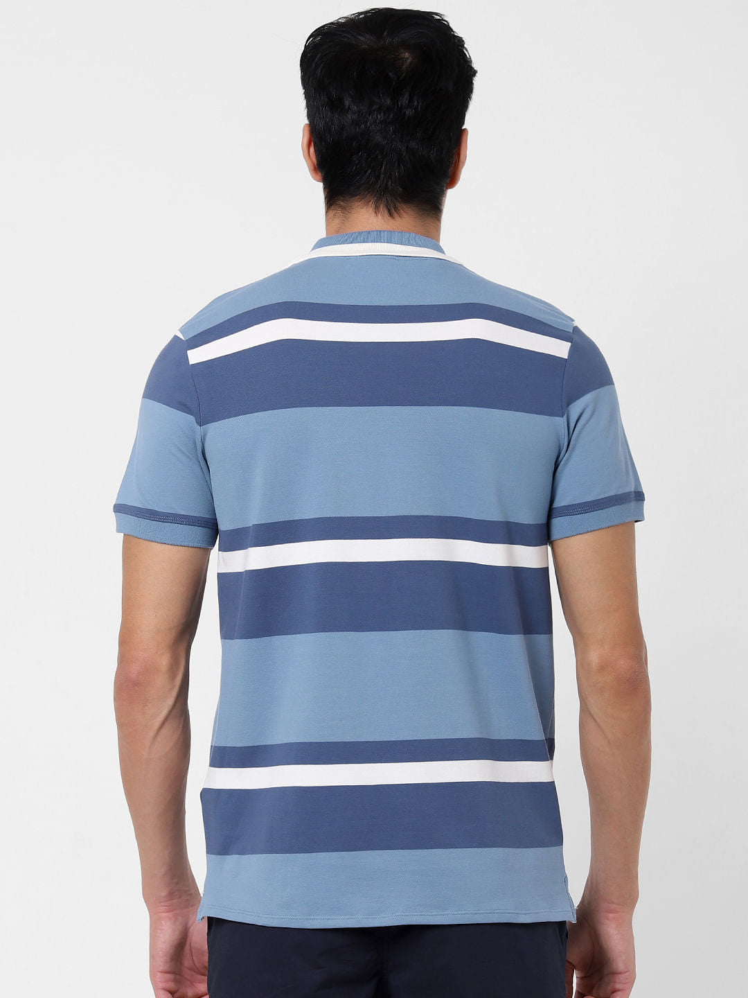 Blue Colourblocked Polo T-Shirt