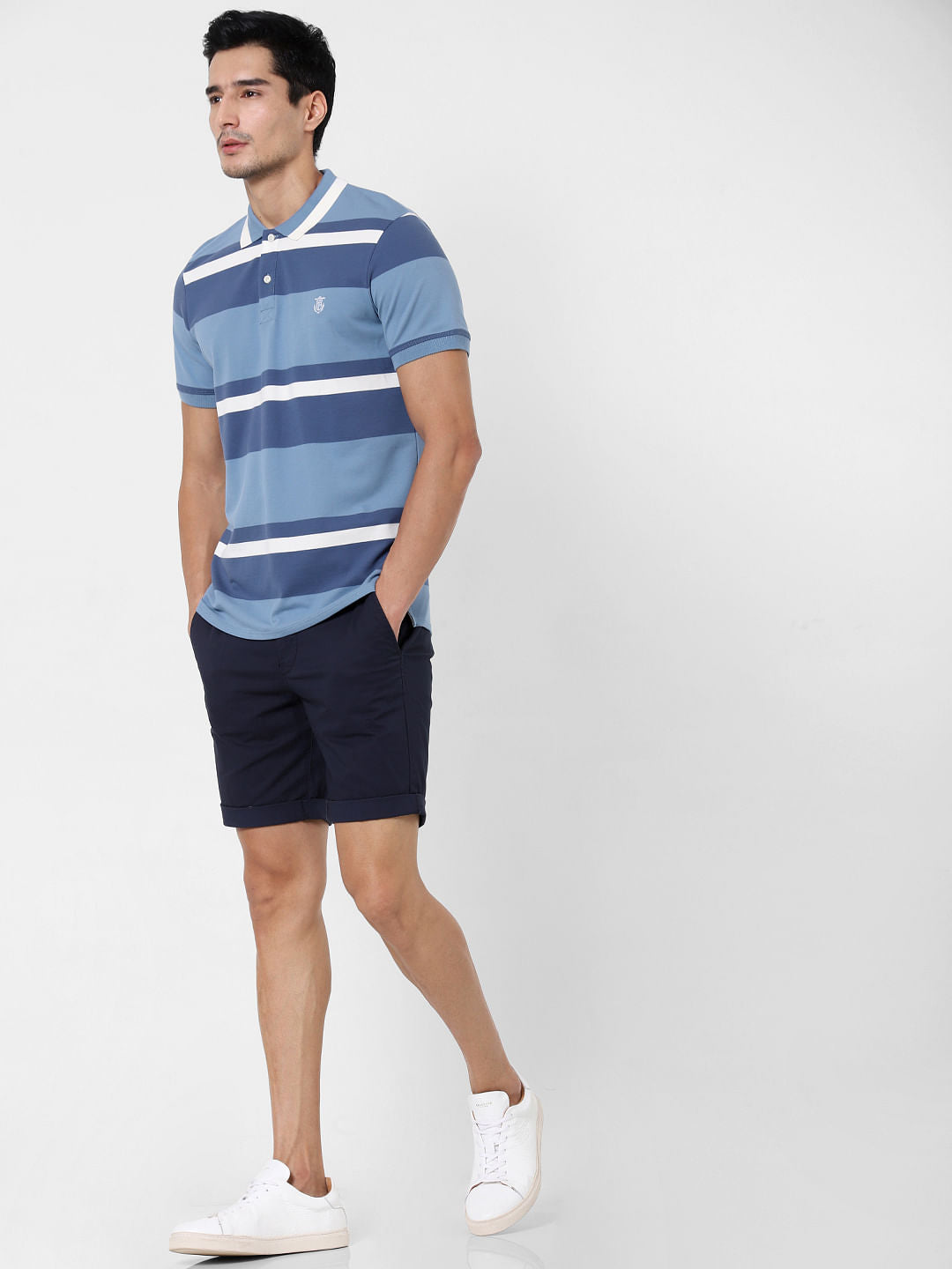 Blue Colourblocked Polo T-Shirt