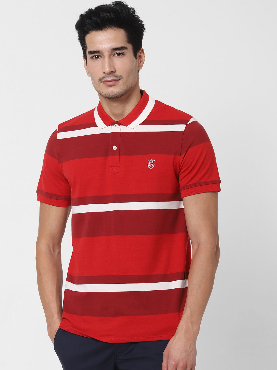 Red Colourblocked Polo T-Shirt