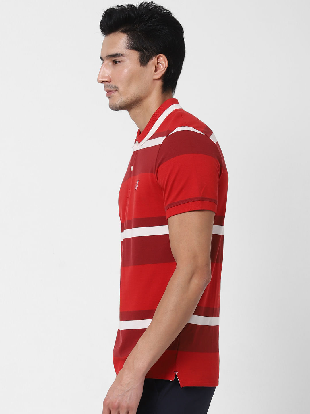 Red Colourblocked Polo T-Shirt