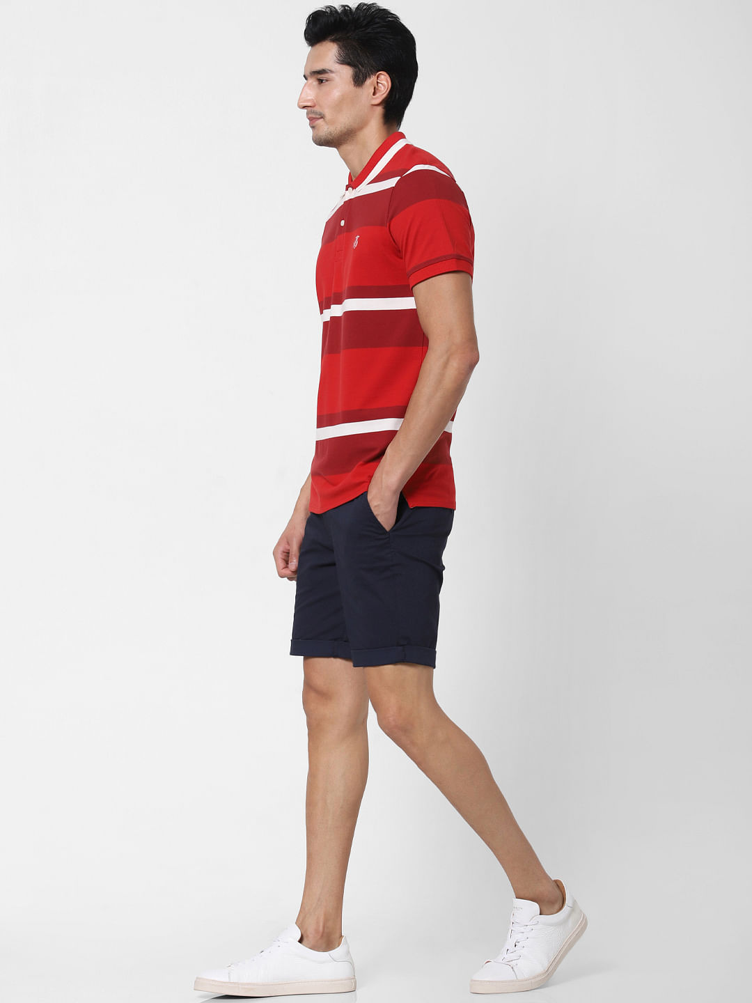 Red Colourblocked Polo T-Shirt