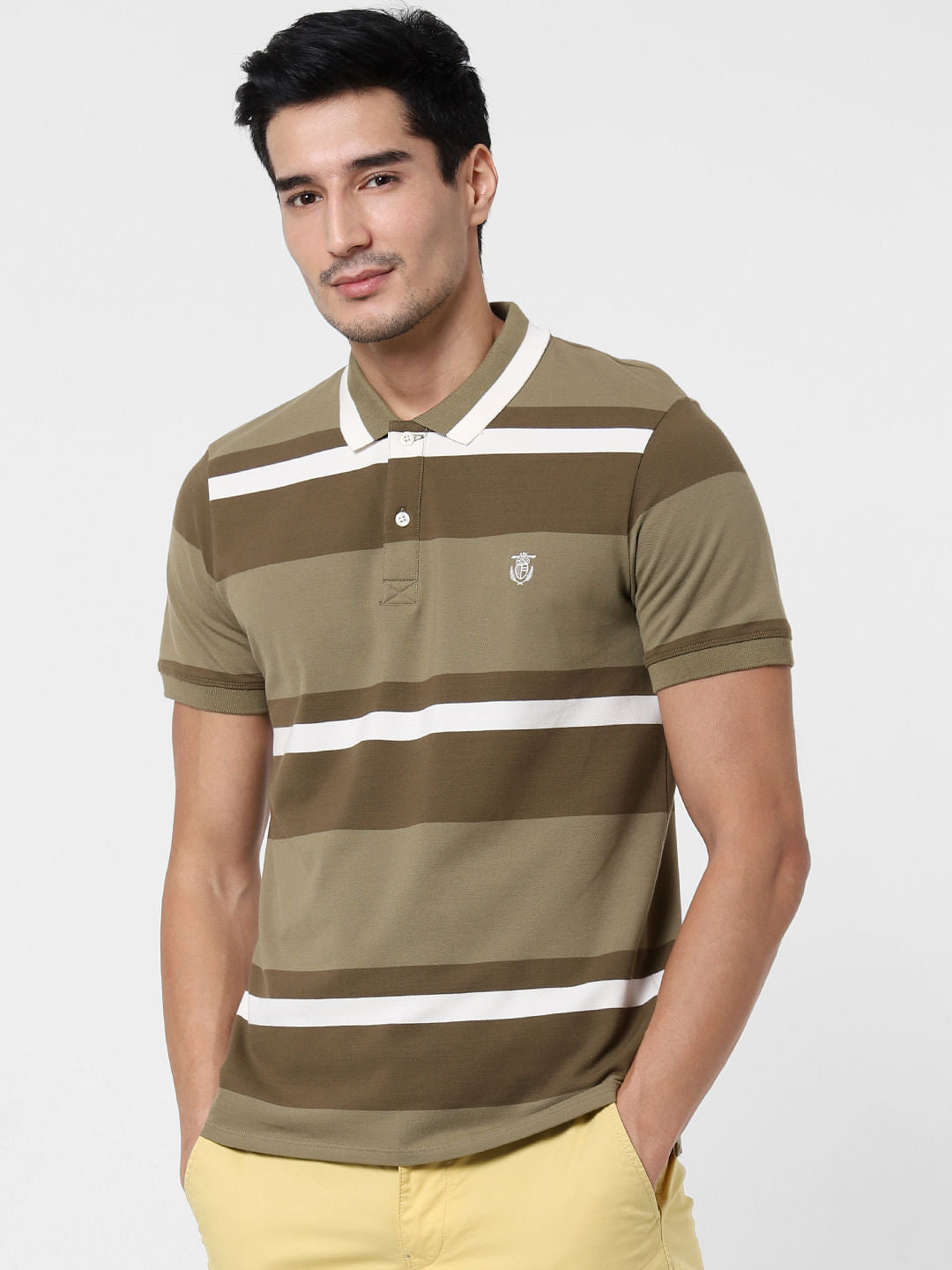 Green Colourblocked Polo T-Shirt