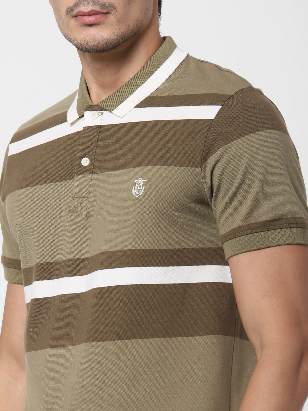 Green Colourblocked Polo T-Shirt
