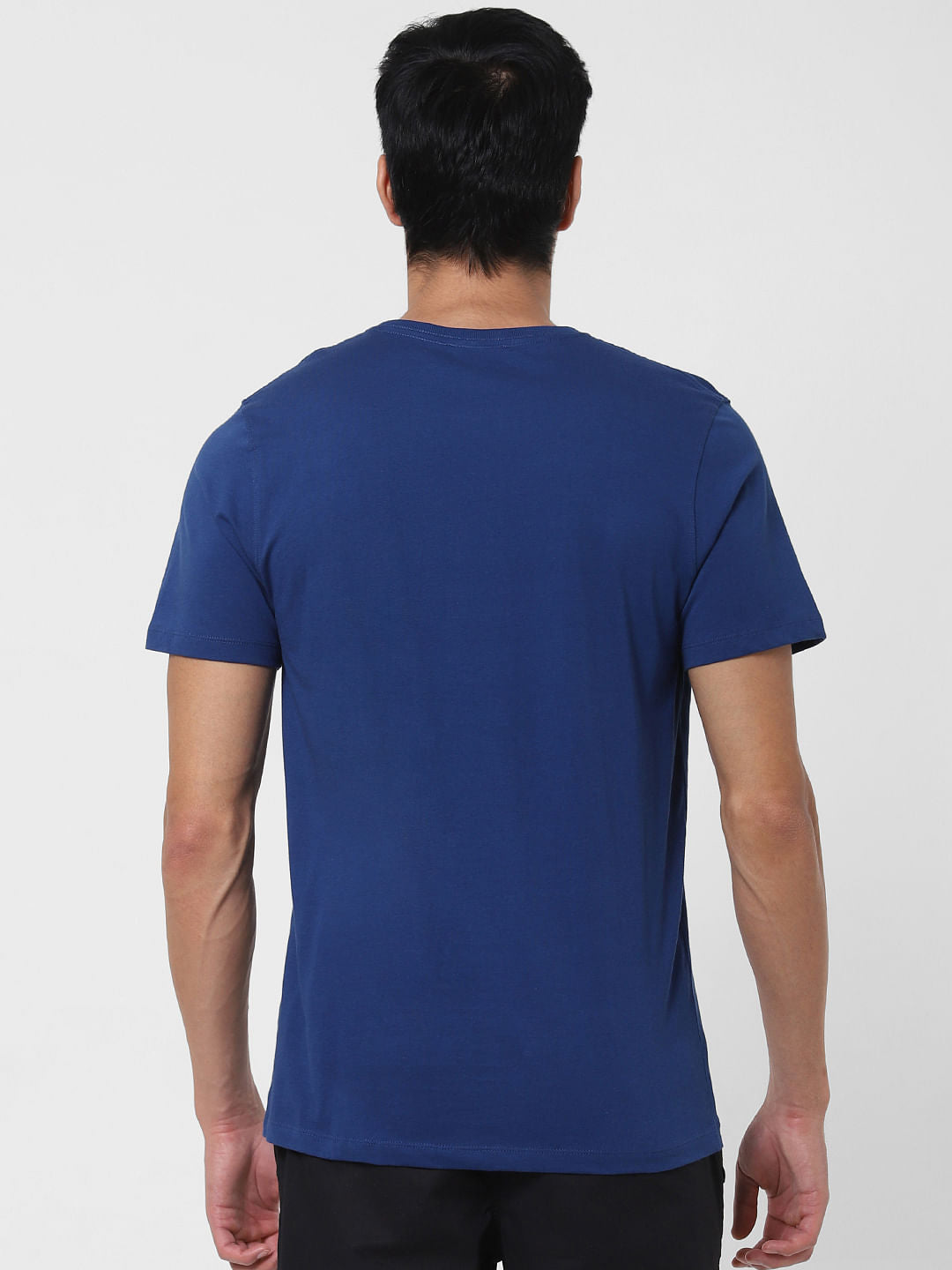 Blue Slogan Print Crew Neck T-Shirt