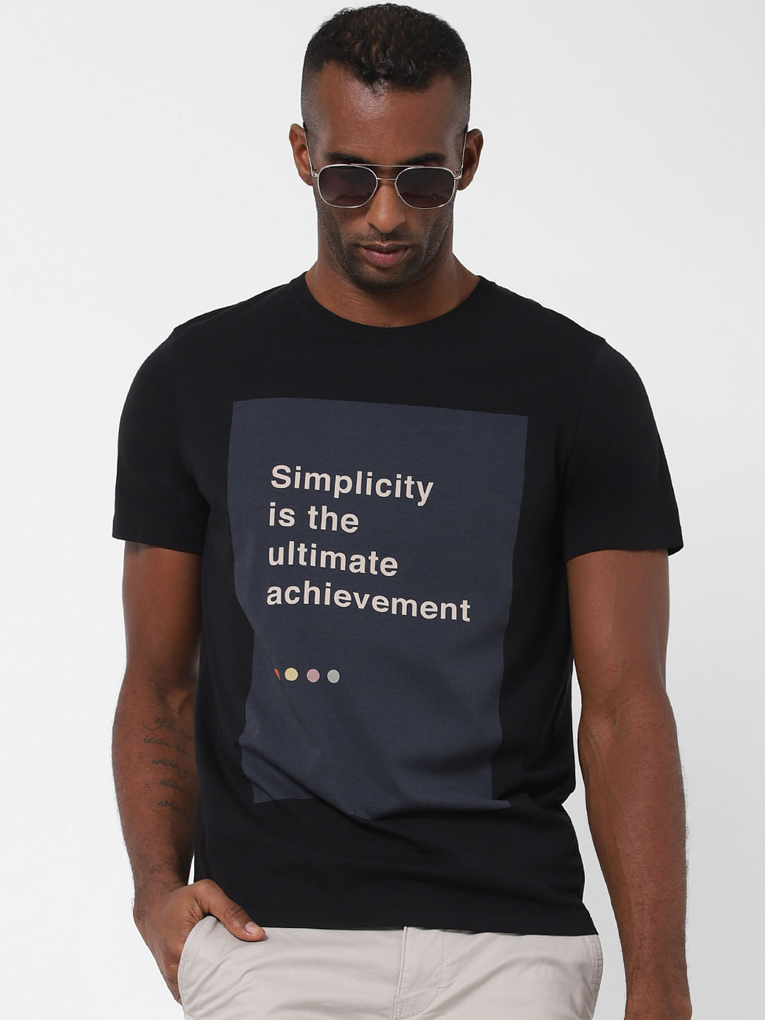 Black Slogan Print Crew Neck T-Shirt