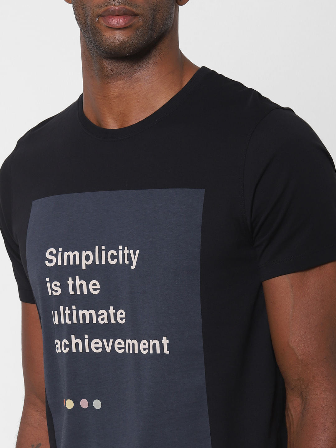 Black Slogan Print Crew Neck T-Shirt