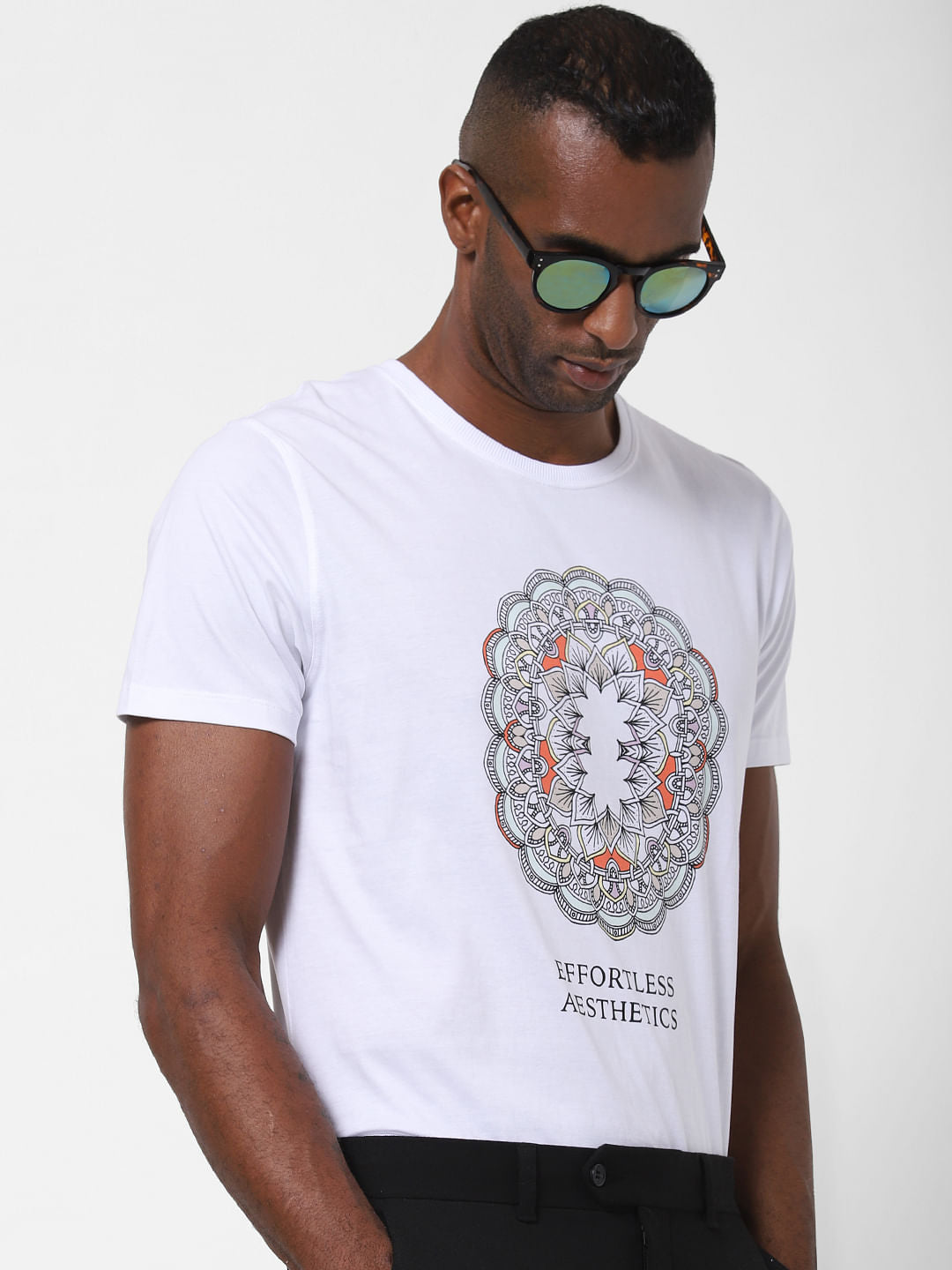 White Graphic Print Crew Neck T-Shirt