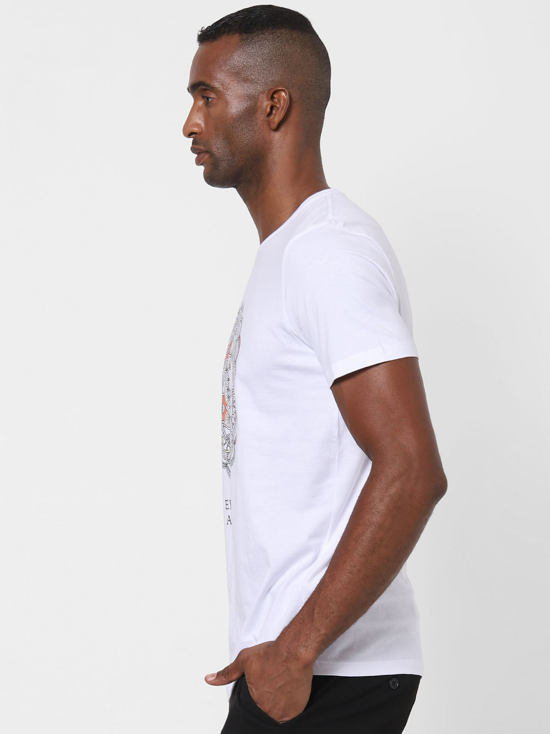 White Graphic Print Crew Neck T-Shirt