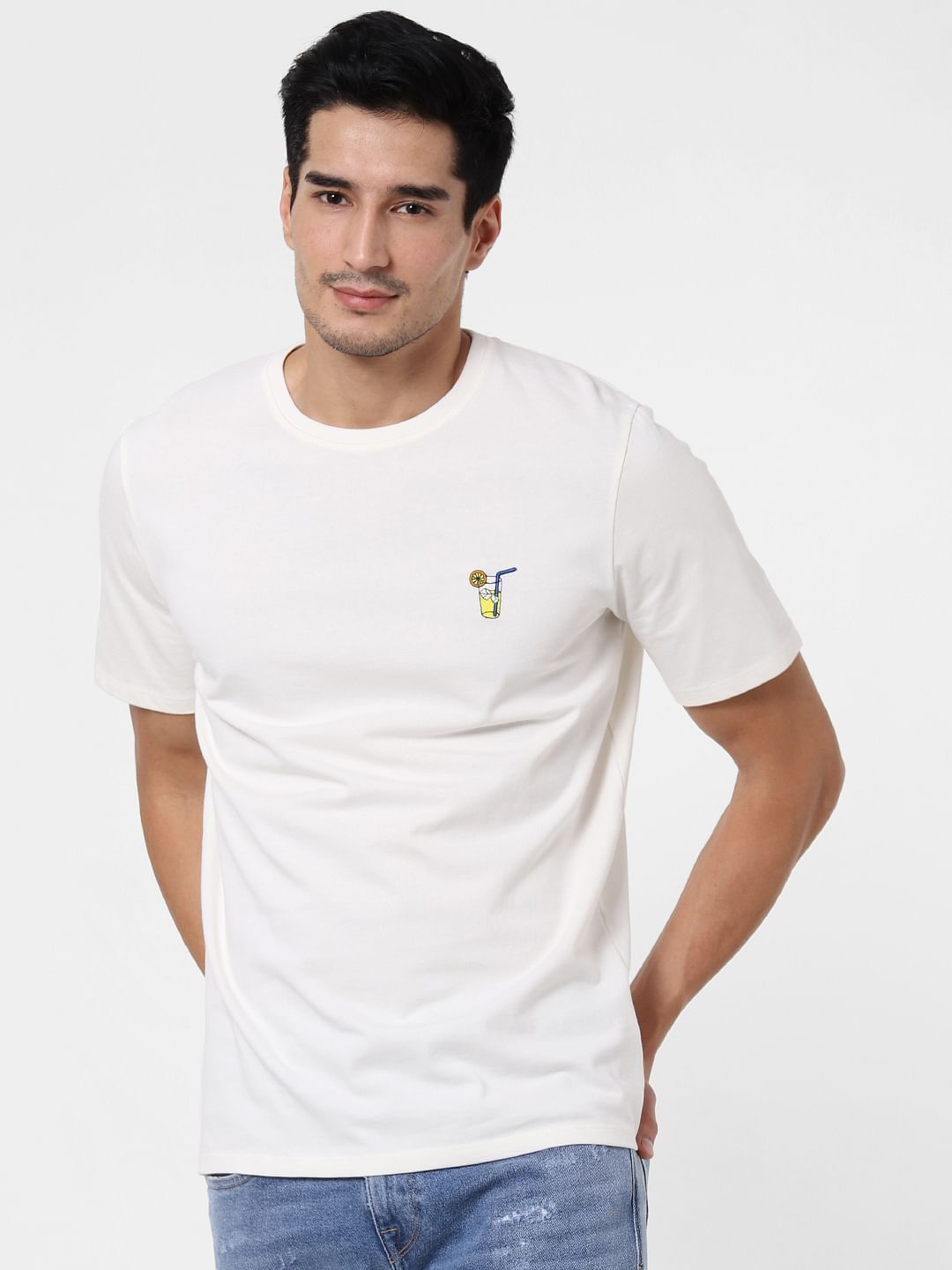 White Graphic Print Crew Neck T-Shirt