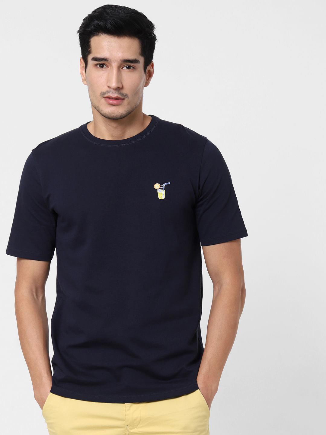 Navy Blue Graphic Print Crew Neck T-Shirt