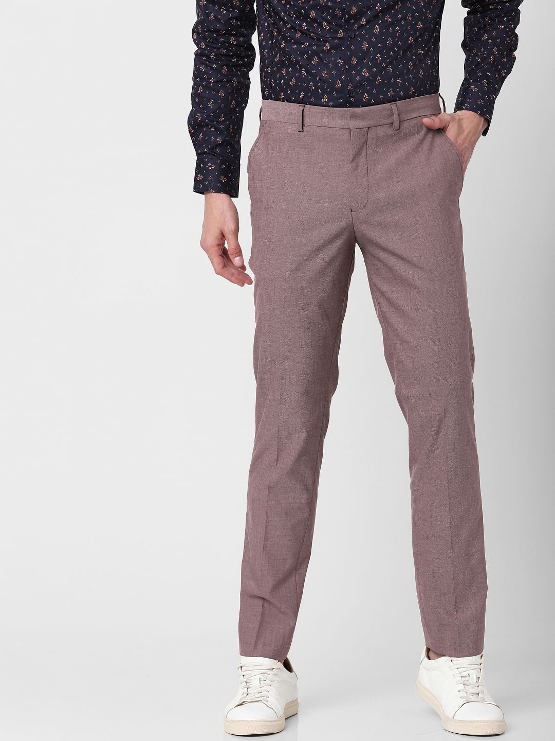 Pink Mid Rise Tailored Trousers