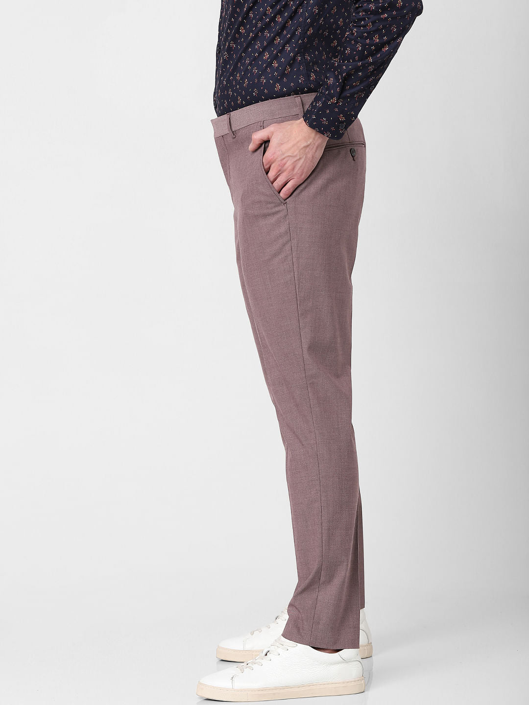 Pink Mid Rise Tailored Trousers