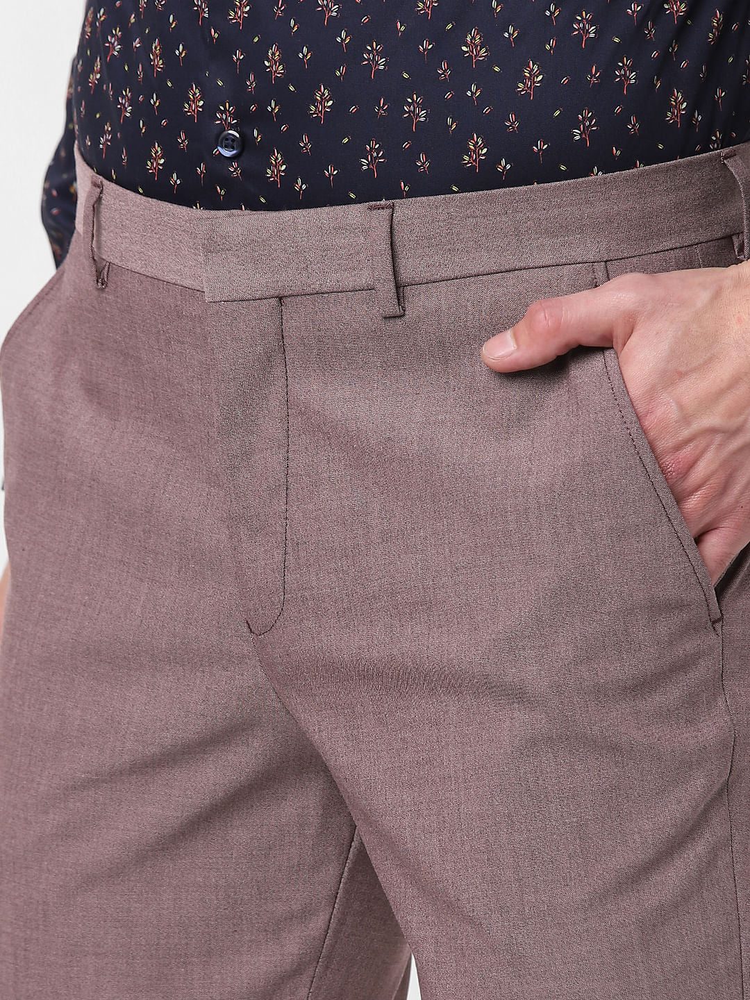 Pink Mid Rise Tailored Trousers