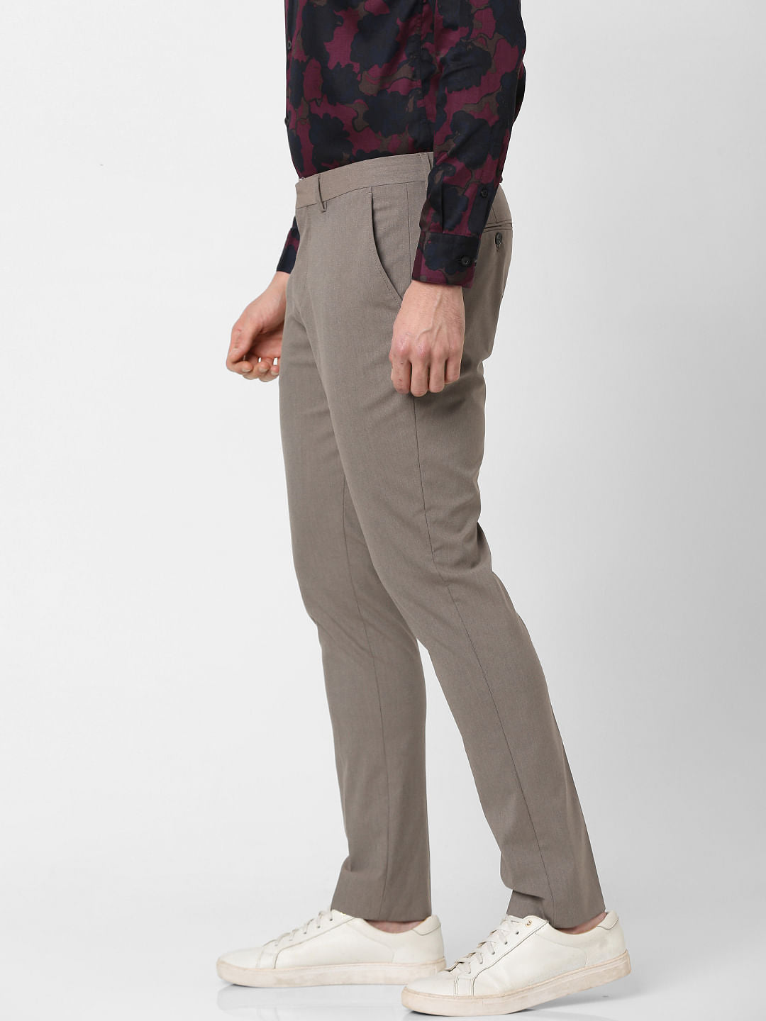Brown Mid Rise Formal Trousers