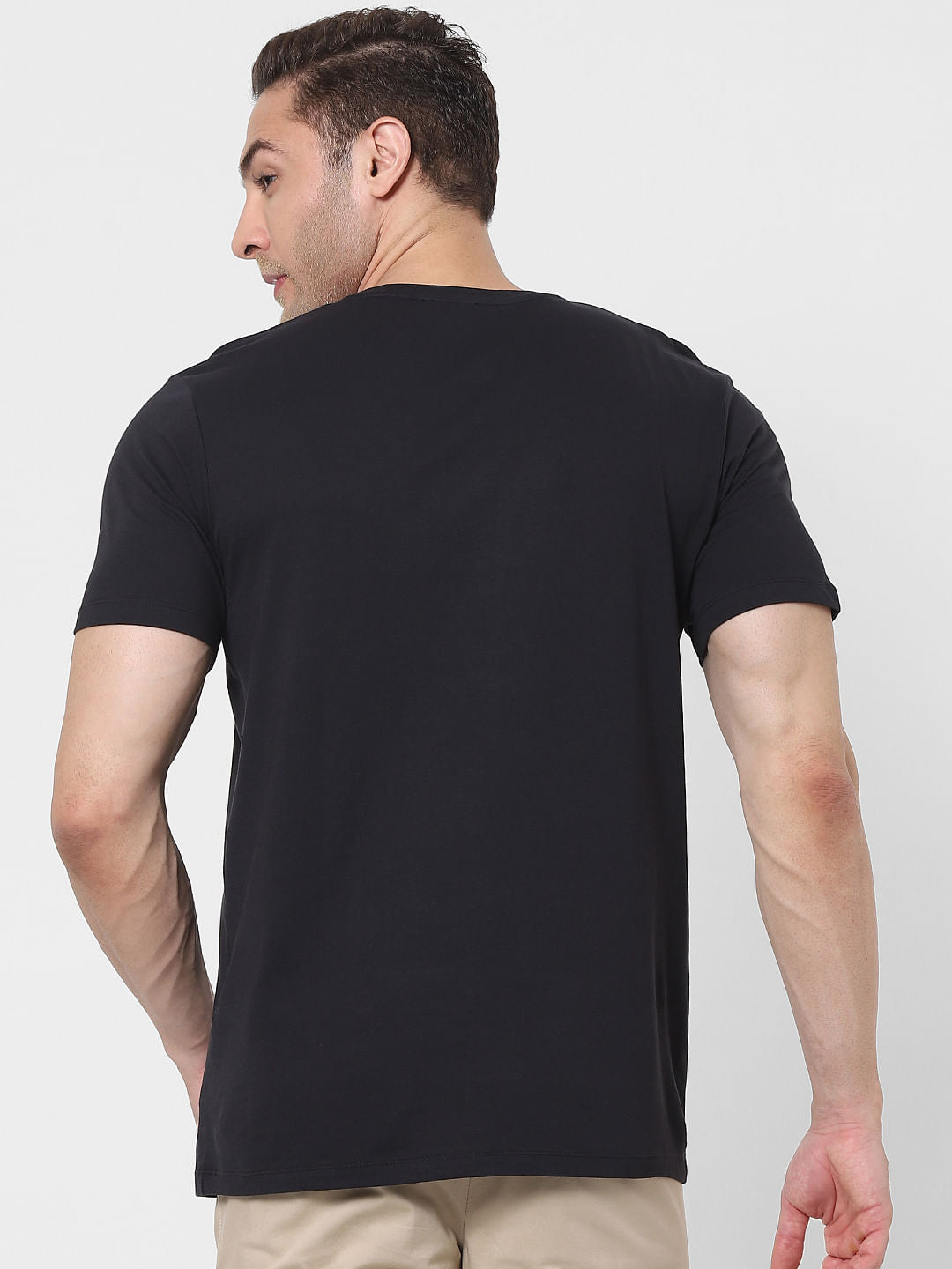 Black Organic Cotton Text Print Crew Neck T-Shirt