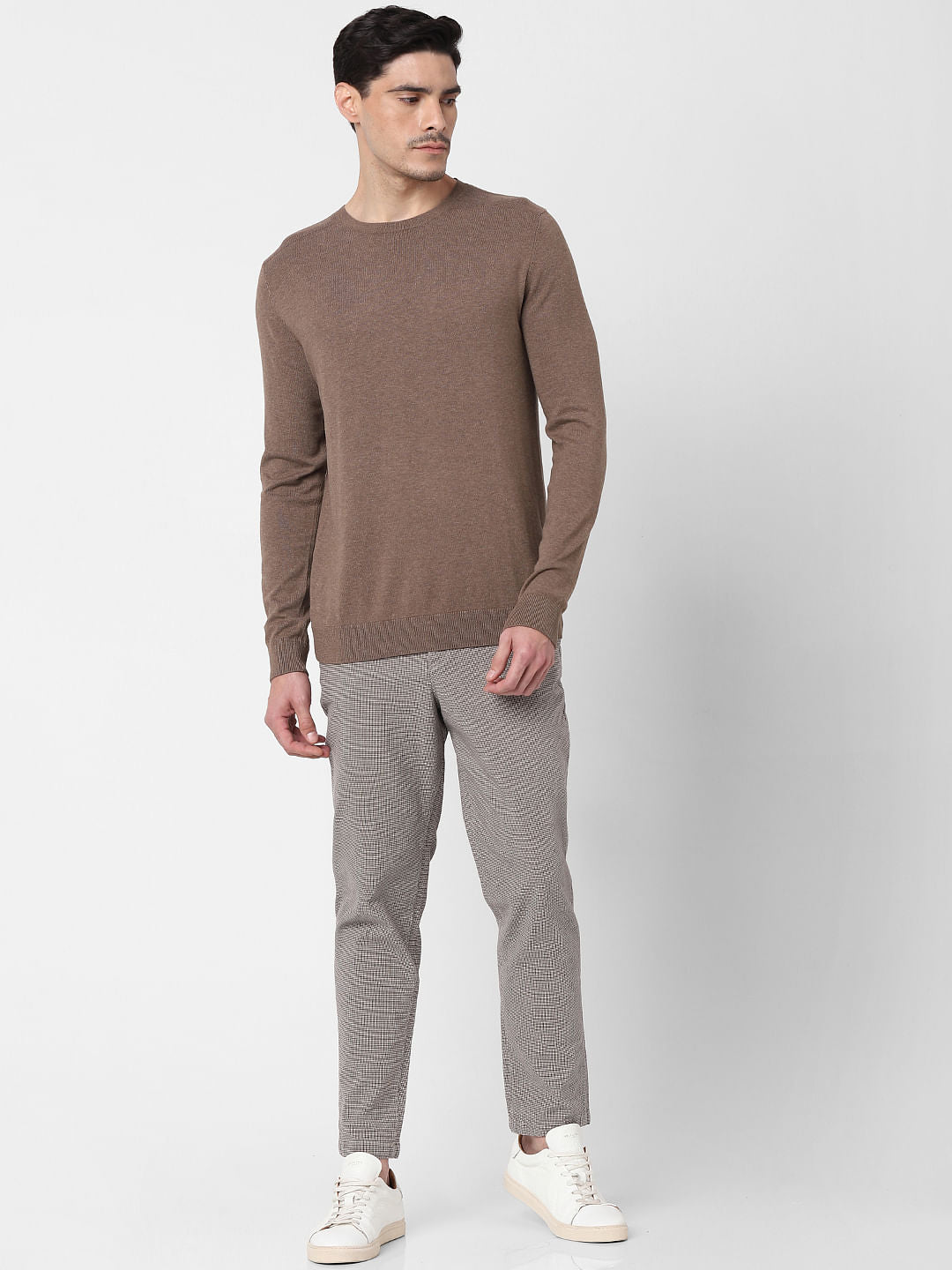 Brown Crew Neck Pullover